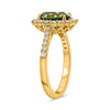 LARGE 3.32CT DIAMOND & AAA GREEN SAPPHIRE 18K YELLOW GOLD FLOWER ENGAGEMENT RING