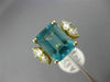 ESTATE LARGE 4.50CT DIAMOND & AAA BLUE APATITE 14KT YELLOW GOLD ENGAGEMENT RING
