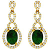 1.82CT DIAMOND & EMERALD 14KT YELLOW GOLD OVAL & ROUND INFINITY HANGING EARRINGS