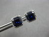 2.49CT DIAMOND & AAA SAPPHIRE 14KT WHITE GOLD EMERALD CUT & ROUND STUD EARRINGS