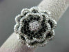 ESTATE MASSIVE .72CTW BLACK & WHITE DIAMOND 18KT WHITE GOLD 3D FLOWER RING