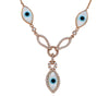 .31CT DIAMOND & AAA MOTHER OF PEARL 14K ROSE GOLD 3D LUCKY EVIL EYE FUN NECKLACE