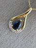 ESTATE .61CT DIAMOND & AAA SAPPHIRE 14K YELLOW GOLD 3D CLASSIC TEAR DROP PENDANT