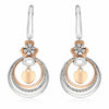 .44CT DIAMOND 14KT WHITE AND ROSE GOLD 3D FLOWER MULTI CIRCULAR HANGING EARRINGS