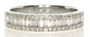 WIDE .63CT DIAMOND 18KT WHITE GOLD 3D ROUND & BAGUETTE 3 ROW ANNIVERSARY RING