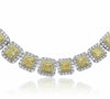 ESTATE LARGE 26.52CT WHITE & FANCY YELLOW DIAMOND 18KT 2 TONE GOLD HALO NECKLACE