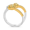 LARGE 1.30CT DIAMOND 14KT 2 TONE GOLD MULTI SHAPE 3 STONE CRISS CROSS LOVE RING