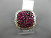 EFFY WIDE 1.48CT DIAMOND & AAA RUBY 14KT WHITE GOLD 3D SQUARE PAVE LEAF FUN RING