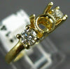 ESTATE .37CT DIAMOND 14KT YELLOW GOLD 3 STONE SEMI MOUNT ENGAGEMENT RING #22422