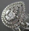 LARGE 18KT WHITE GOLD ENGAGEMENT RING. 3D CLUSTER PEAR SHAPE DOUBLE HALO DESIGN