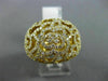 ESTATE LARGE 1.41CT DIAMOND 18KT YELLOW GOLD OPEN FILIGREE MULTI FLOWER FUN RING