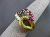 ANTIQUE .76CT OLD MINE DIAMOND & RUBY 18K TWO TONE GOLD COCKTAIL FUN RING #19257