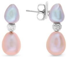 AAA WHITE & PINK SOUTH SEA & TAHITIAN PEARL 18KT WHITE GOLD FUN HANGING EARRINGS