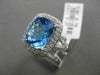 ESTATE LARGE 7.15CTW DIAMOND & AAA BLUE TOPAZ 14KT WHITE GOLD FILIGREE FUN RING