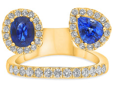 LARGE 2.09CT DIAMOND & AAA SAPPHIRE 14KT YELLOW GOLD MULTI SHAPE SOLITAIRE RING