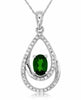 ESTATE .62CT DIAMOND & AAA RUSSALITE 14K WHITE GOLD OVAL TEAR DROP LOVE PENDANT
