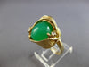 ESTATE LARGE .06CT DIAMOND & AAA JADE 14KT YELLOW GOLD 3D FLORAL RING #28103