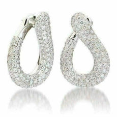 ESTATE 4.80CT DIAMOND 18KT WHITE GOLD MULTI ROW LOVE KNOT SEMI INFINITY EARRINGS