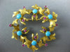 ANTIQUE AAA TURQUOISE RUBY 18K YELLOW GOLD FLORAL WREATH CIRCLE BROOCH PIN #1956