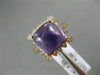 LARGE 4.63CT DIAMOND & AAA CUSHION CUT CABOCHON AMETHYST 14K ROSE GOLD HALO RING