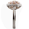1.53CT WHITE & PINK DIAMOND 18K WHITE AND ROSE GOLD CLUSTER OVAL FLOWER FUN RING