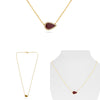 1.73CT DIAMOND & AAA RUBY 18KT YELLOW GOLD 3D PEAR SHAPE SOLITAIRE HALO NECKLACE
