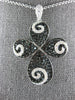 ESTATE LARGE 2.68CT WHITE & BLACK DIAMOND 18KT WHITE GOLD INFINITY CROSS PENDANT