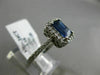 ESTATE 1.40CT DIAMOND & SAPPHIRE 14K WHITE GOLD HALO EMERALD CUT ENGAGEMENT RING