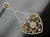 EXTRA LARGE 2.91CT DIAMOND 18K WHITE & ROSE GOLD FLOWER CLIP ON HANGING EARRINGS