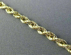 ESTATE 14KT YELLOW GOLD 3D CLASSIC ROPE LOBSTER LOCK CHAIN BRACELET 3mm #26014