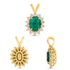 1.43CT DIAMOND & AAA EMERALD 14KT YELLOW GOLD 3D OVAL FLOWER FLOATING PENDANT