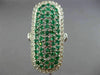 EXTRA LARGE 2.17CT DIAMOND & COLOMBIAN EMERALD 18K WHITE GOLD FILIGREE OVAL RING