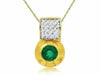 ESTATE .63CT DIAMOND & AAA EMERALD 14KT YELLOW GOLD CLASSIC ETOILE BEZEL PENDANT