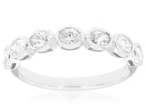 .63CT DIAMOND 14K WHITE GOLD OVAL CLASSIC 7 STONE BEZEL WEDDING ANNIVERSARY RING