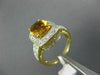 EXTRA LARGE 3.40CT DIAMOND & AAA CITRINE 14KT 2 TONE GOLD CUSHION FILIGREE RING