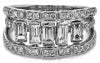 WIDE 1.68CT DIAMOND 18KT WHITE GOLD ROUND & BAGUETTE 3 ROW CHANNEL WEDDING RING