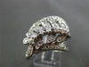 ANTIQUE WIDE .60CT OLD MINE DIAMOND 14K WHITE GOLD FILIGREE LEAF FUN RING #21792