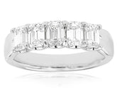 1.60CT DIAMOND 14KT WHITE GOLD EMERALD CUT 5 STONE SHARED PRONG ANNIVERSARY RING