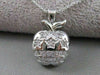 ESTATE DIAMOND 14KT WHITE GOLD BIG APPLE NEW YORK PENDANT STARS & STRIPES #7801