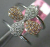 LARGE .40CT WHITE & PINK DIAMOND 18K WHITE & ROSE GOLD FLOWER MULTI ROW FUN RING