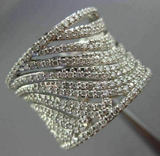 ESTATE LARGE 1.21CT DIAMOND 14K WHITE GOLD 3D MULTI WAVE SEMI ETERNITY LOVE RING