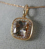 ESTATE 1.33CT DIAMOND & AAA MORGANITE 14K ROSE GOLD SQUARE HALO FLOATING PENDANT