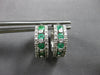 1.10CT DIAMOND & AAA EMERALD 14KT WHITE GOLD HUGGIE HOOP HANGING EARRINGS #27895