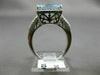 ESTATE LARGE 5.27CT AAA BLUE TOPAZ 14KT WHITE GOLD SQUARE HALO FILIGREE FUN RING
