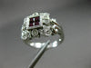 ESTATE 1.05CT DIAMOND & AAA RUBY 18KT WHITE GOLD 3D SQUARE FILIGREE FLORAL RING