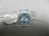 ESTATE 2.10CT DIAMOND & AAA BLUE TOPAZ 14KT WHITE GOLD FILIGREE SQUARE FUN RING