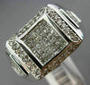 ESTATE 1.75CT ROUND & PRINCESS DIAMOND 14KT WHITE GOLD 3D HANDCRAFTED MENS RING