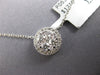 ESTATE .53CT DIAMOND 18KT WHITE GOLD ROUND CLUSTER HALO CLASSIC FLOATING PENDANT