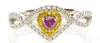 .48CT WHITE PINK & FANCY YELLOW DIAMOND 18KT TRI COLOR GOLD INFINITY HEART RING