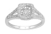 ESTATE 0.13CT DIAMOND 14KT WHITE GOLD 3D SQUARE CLUSTER ROUND FLOATING LOVE RING